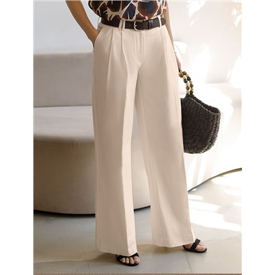 Брюки-палаццо из хлопка с защипами