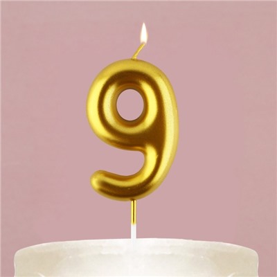 Свеча для торта, цифра «9», золото, 9,5 х 4 см