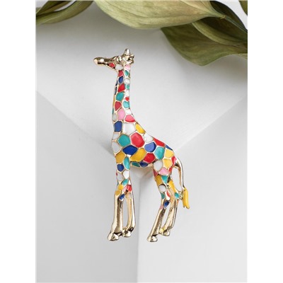 Брошь «Жираф», цветная в золоте