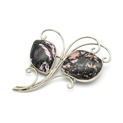 Брошь родонит 69*49мм.