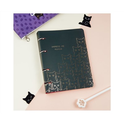 Тетрадь на кольцах А5, 100л., MESHU "Amazing cats", картон, матовая ламинация, выборочный УФ-лак