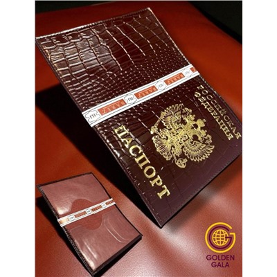 Обложка для паспорта из натуральной кожи тёмно-бордовая