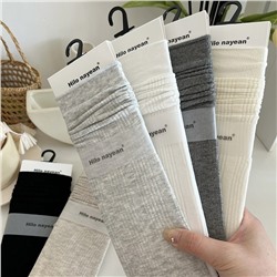 Cotton thin retro knee socks, mid-length, french style