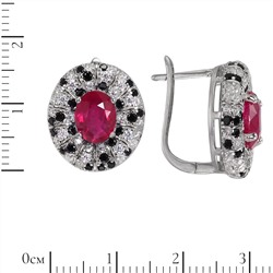 Серьги 'Лола' с рубином, шпинелью, фианитом, родий Т6СК.739РБR