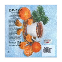 Салфетки бумажные Fresco «С новым годом. Мандарины», 2 слоя, 33×33 см, 20 шт.