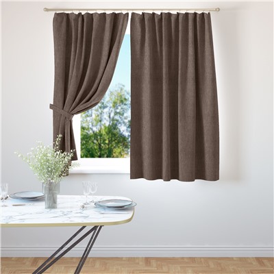 Комплект штор для кухни "Волшебная Ночь" Рогожка / Шоколад