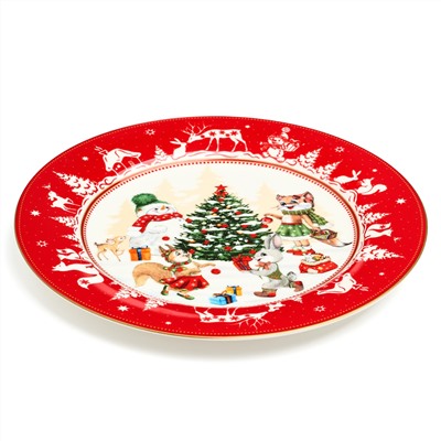 ТАРЕЛКА ЗАКУСОЧНАЯ LEFARD "ЕЛКА" 19 СМ КРАСНАЯ (КОР=18ШТ.)