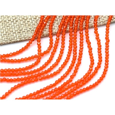 Бусины из шпинели шарик гр.2мм цв.оранжевый яркий, 36см, 200 бусин