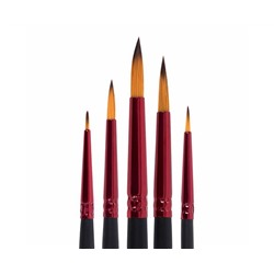 Кисти BRAUBERG PREMIUM, набор 5шт. (синтетика, круглая  №1,2,3,4,5), блистер, 201025