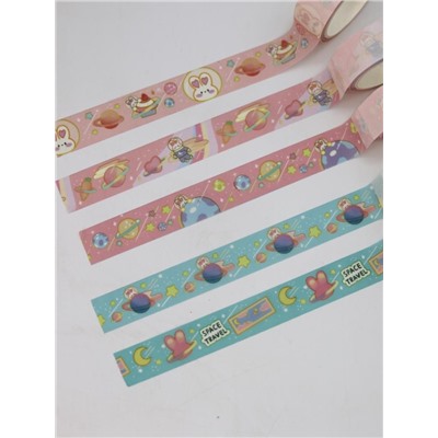 Набор декоративного скотча 5 шт. "Space bunny", red, шоу-бокс 12 шт.