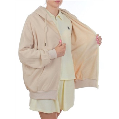 3265 BEIGE Худи на молнии женское (95% хлопок, 5% эластан)