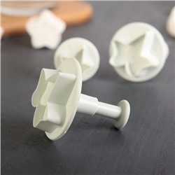 Плунжеры кондитерские Доляна «Листья», набор 3 шт., пластик, белые