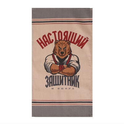 Полотенце кухонные Доляна "Настоящий защитник" 35х60 см, рогожка, 100% хл, 160г/м2