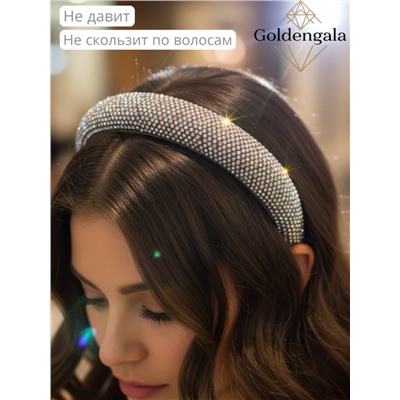Ободок для волос со стразами объемный Арт ОБ6/003
