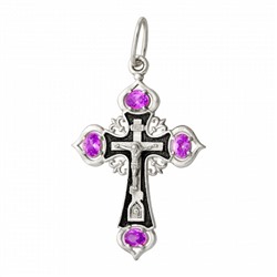 Крест с фианитом выборочно черненный серебро 925*