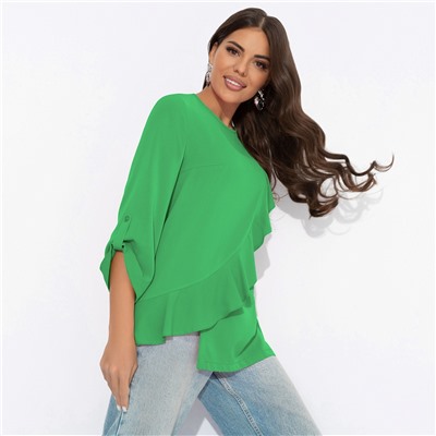 Блуза с воланом, Я пришла блистать (изумрудная)