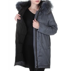 E-1961 DK. GREY Пальто женское с натуральным мехом Evcanbady