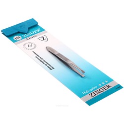 Zinger Пинцет для бровей скошенный / Classic B 162 S, 76-78 мм, серебристый глянцевый