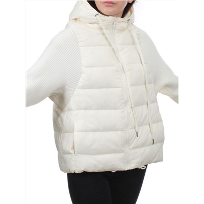 GB 8105 MILK WHITE Пуховик облегченный женский (пух, трикотаж)