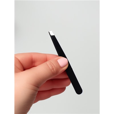 Пинцет скошенный, широкий, 9.5 см, чёрный