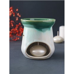 Аромалампа для эфирных масел «Море волнуется», керамика, зелёный, 8.6×8.6×9.8 см