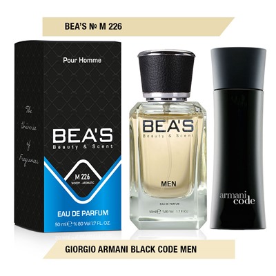 Beas M226 Giorgio Armani Black Code Men edp 50 ml, Парфюм мужской Beas M226 создан по мотивам аромата Giorgio Armani Black Code