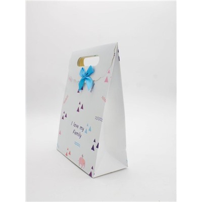 Пакет подарочный (M) "Colorful triangles", blue (19x 9 x 27)
