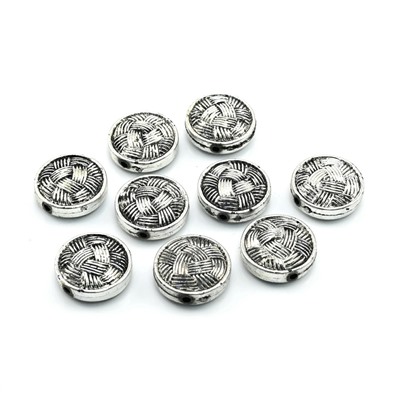 Разделитель-бусина из полимера, 17,7*6,5мм, цвет античное серебро, отверстие 2мм