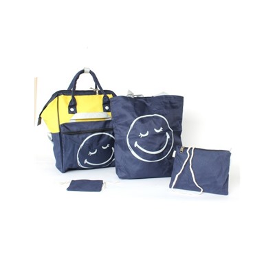 Комплект MF-3056  (рюкзак+2шт сумки+пенал+монетница)   1отд,  4внеш+1внут/карм,  синий/желт SALE 256469
