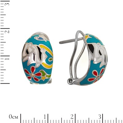 Серьги 'Аквариум' с цветной эмалью ТДСН.480ЭМ1.41