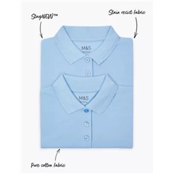 2pk Girls' Stain Resist School Polo Shirts (2-16 Yrs)