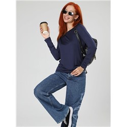 Женский лонгслив Энкар / темно-синий