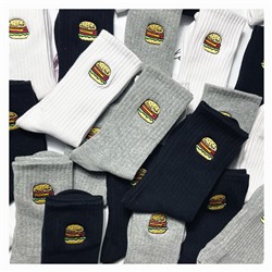 Sports cotton cartoon colored trend knee socks for men and women, Japanese version, with embroidery, mid-length