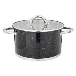 КАСТРЮЛЯ AGNESS СО СТЕКЛЯННОЙ КРЫШКОЙ, НЕРЖ.СТАЛЬ, СЕРИЯ BLACK MARBLE 4,6Л 22Х12,5СМ (КОР=4ШТ.)