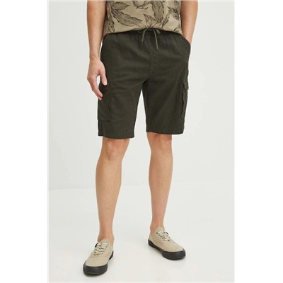 Szorty z domieszką lnu męskie kolor zielony