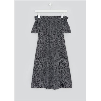 Black Polka Dot Bardot Dress
