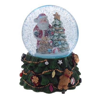 GAEM Фигурка декор в стекл шаре "Дед Мороз" ( подсв, муз, вьюга, AAAх3 н/п), D 10 см, L11 W11 H15 см