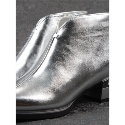01-B50B-96C GREY/SILVER Ботинки демисезонные женские (натуральная кожа, байка)