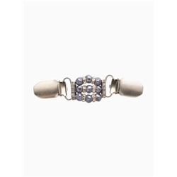 Зажим для кардигана «Грация», бело-серый в серебре