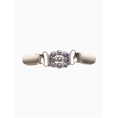 Зажим для кардигана «Грация», бело-серый в серебре