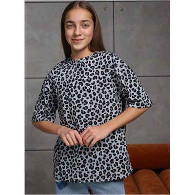 Футболка "Леопард" Серый Девочка