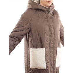2639 DK. BEIGE Пальто двухстороннее женское еврозима (100 гр. холлофайбер, искусственный мех)