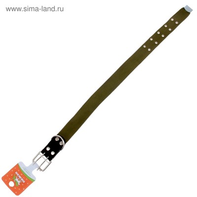 Ошейник брезентовый однослойный, 84 х 4.5 см, ОШ 50-70 см, хаки