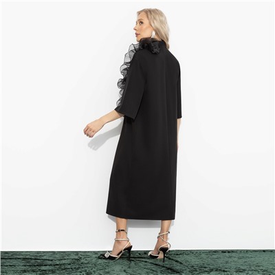 Платье с разрезом, Сияние глянца (чёрное)