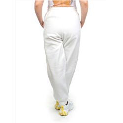 M023 WHITE Брюки спортивные женские на флисе (100% хлопок) 7986