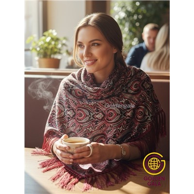 Косынка теплая на флисовой подкладке с бахромой Арт 2347/2