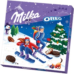 Milka Adventskalender Oreo 280g, Милка Орео Адвент-календарь 2025, 24 сладких сюрприза, 280 грамм