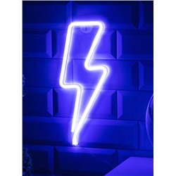 Неоновая вывеска «Молния» 13 × 33.5 см, батарейки ААх3 (не в комплекте), USB, свечение голубое