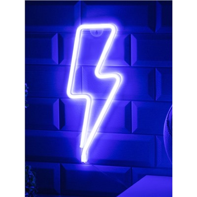 Неоновая вывеска «Молния» 13 × 33.5 см, батарейки ААх3 (не в комплекте), USB, свечение голубое