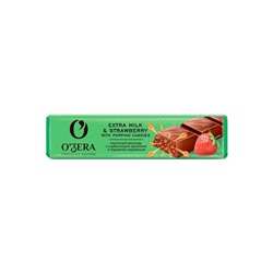 «O'Zera», шоколад молочный Extra milk & Strawberry with popping candy, 45 г (упаковка 30 шт)